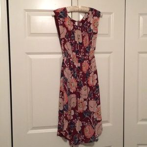 Maroon dress with colored flowers